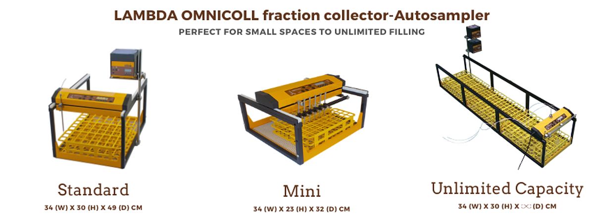 LAMBDA OMNICOLL fraction collector-Autosampler Standard, Mini and unlimited filling 