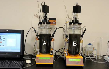 MINIFOR 7L fermenter, continuous anaerobic flow stirred digesters