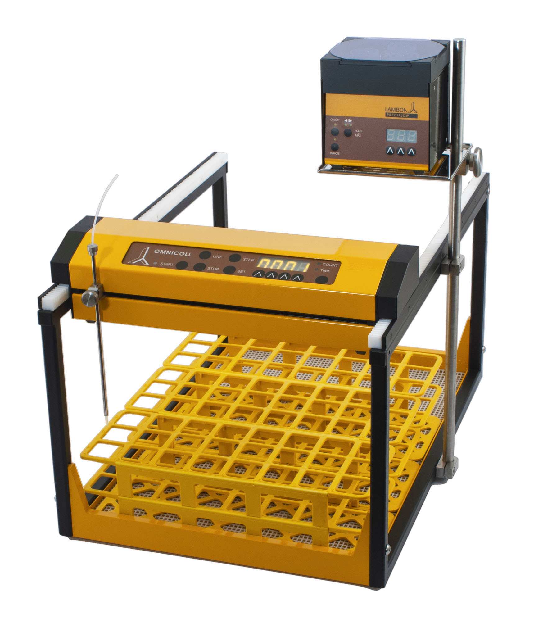 OMNICOLL single channel fraction collection with LAMBDA peristaltic pump