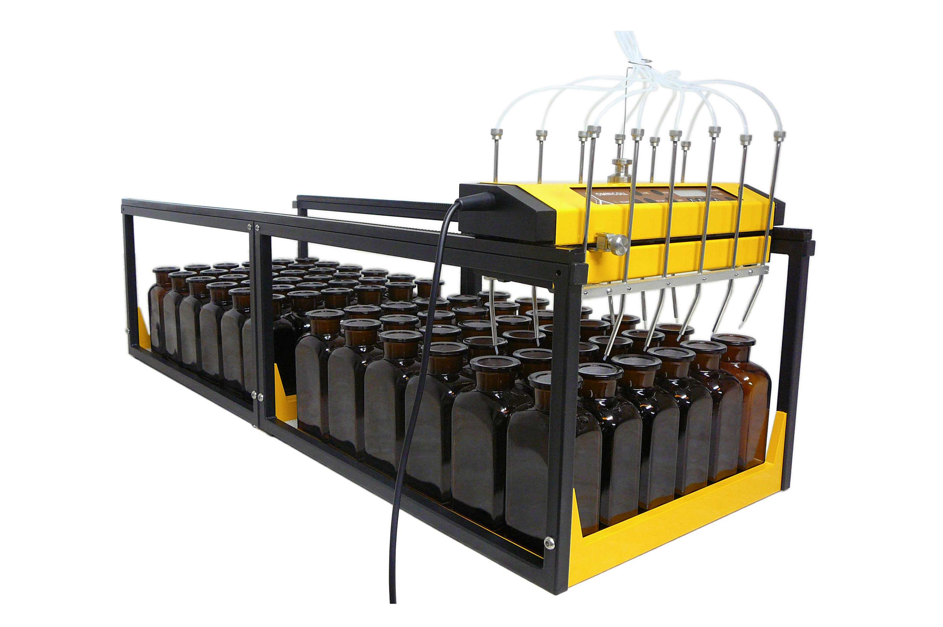 OMNICOLL 12-channel collector with 2 additional supports to collect 72 fractions in 250 ml bottles