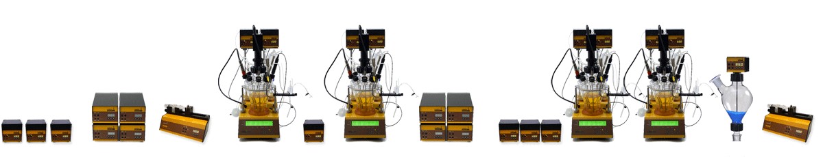 The modular photo-bioreactors LAMBDA MINIFOR 1L PBR with peripheric instruments